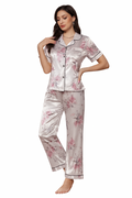 Printed Nightsuit Set For Women, Off White (Size-S)